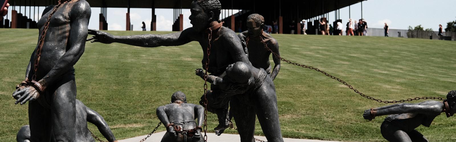Outdoor art piece depicting enslaved Africans